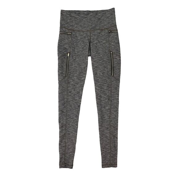 Athleta Sly Drifter Leggings Womens XS Extra Small Heather Gray Zip Pockets Pull - Picture 1 of 14